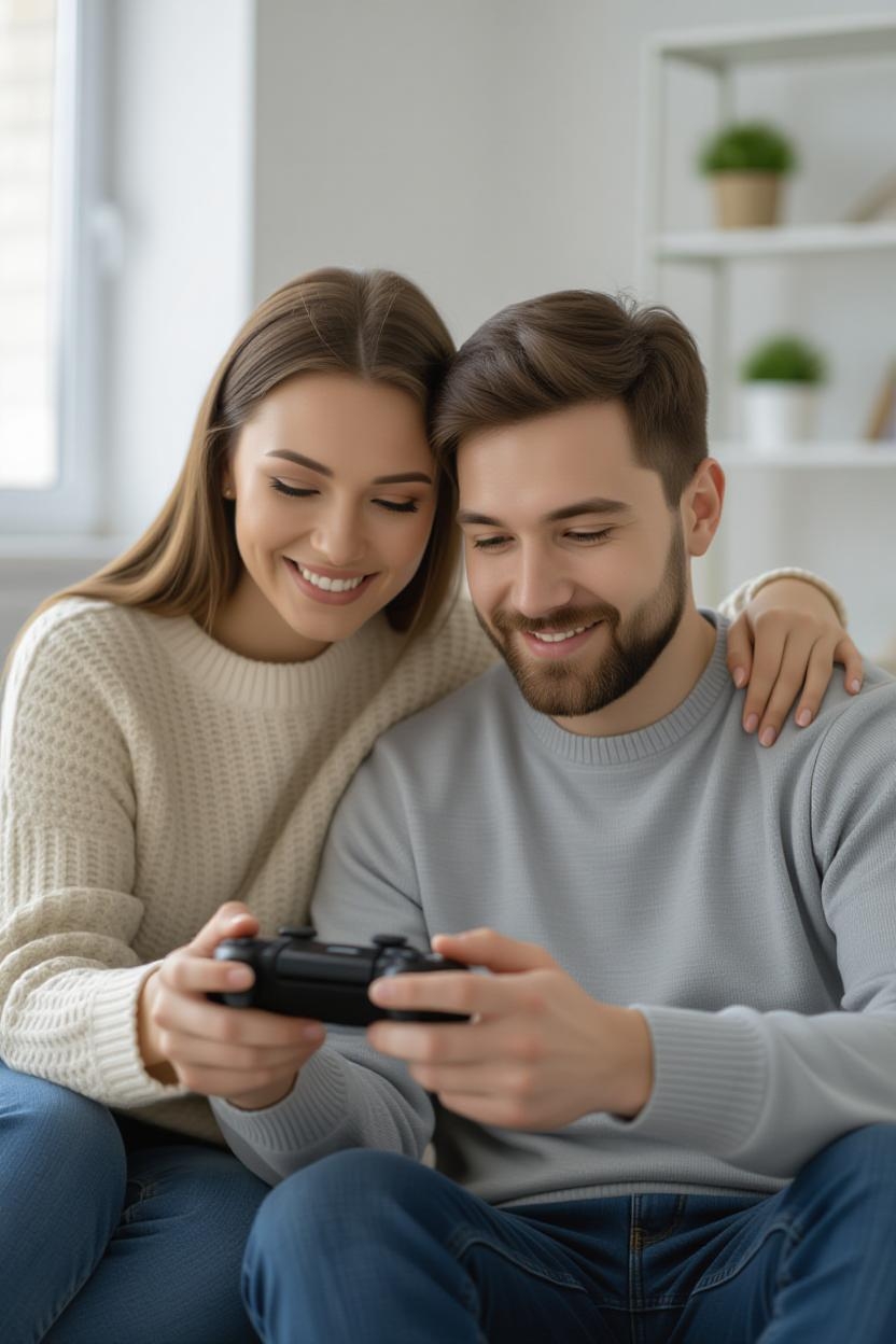 родители и дети вместе за компьютером обсуждают игру