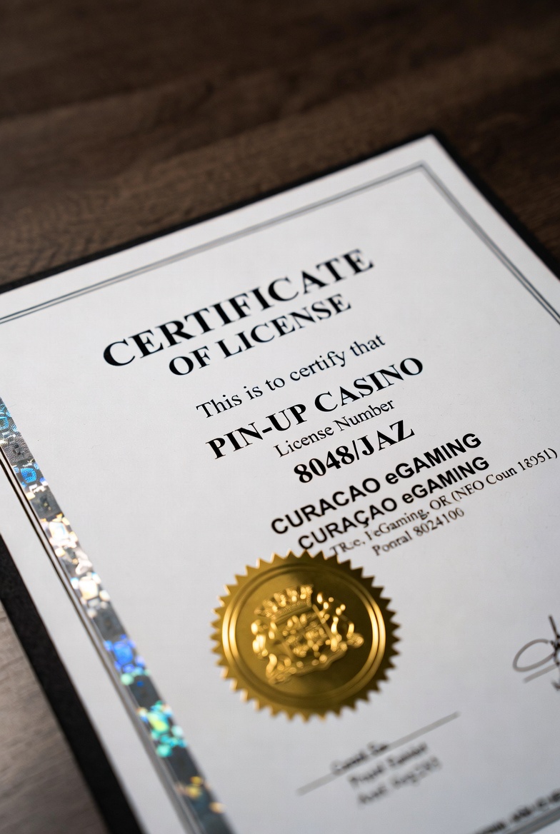 Сертификат лицензии Кюрасао для Pin-up казино номер 8048 JAZ